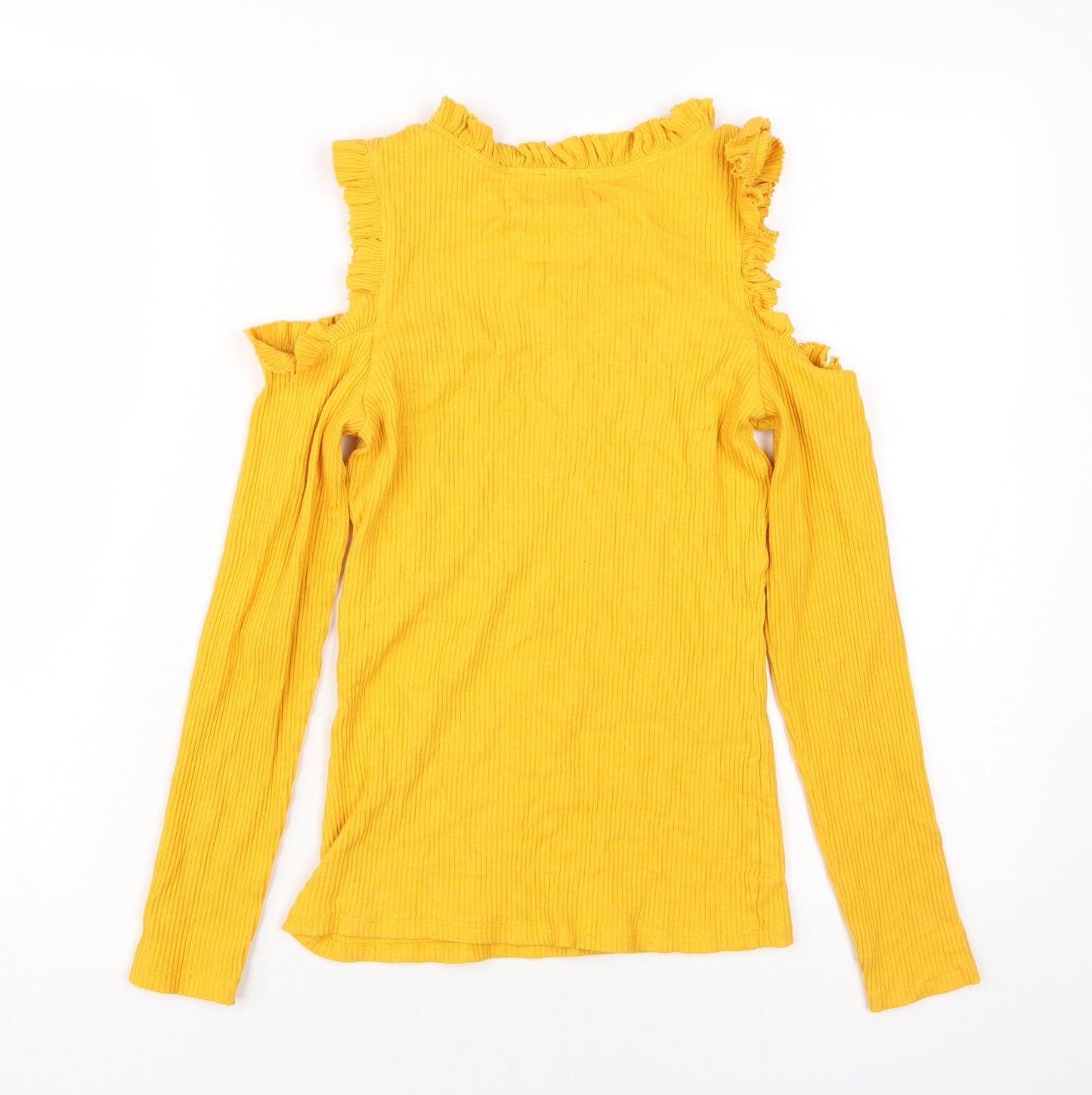 Womens UK Size 10 River Island Yellow Ringer T-Shirt