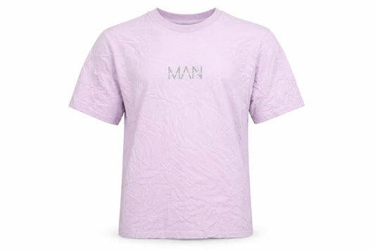 Front view of boohooMAN Men's Purple Crew Neck T-Shirt, size M