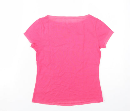 Womens UK Size 10 Marks and Spencer Pink Basic T-Shirt