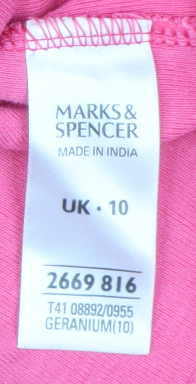 Womens UK Size 10 Marks and Spencer Pink Basic T-Shirt