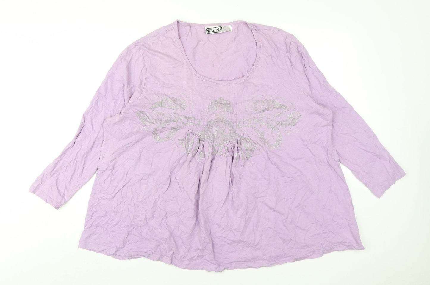 Mia Linea Women's Plus Purple 3/4 Sleeve T-Shirt Size 26/28