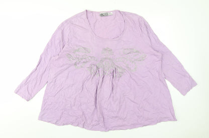 Mia Linea Women's Plus Purple 3/4 Sleeve T-Shirt Size 26/28