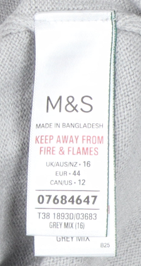 Womens UK Size 16 Marks and Spencer Grey Pullover Jumper