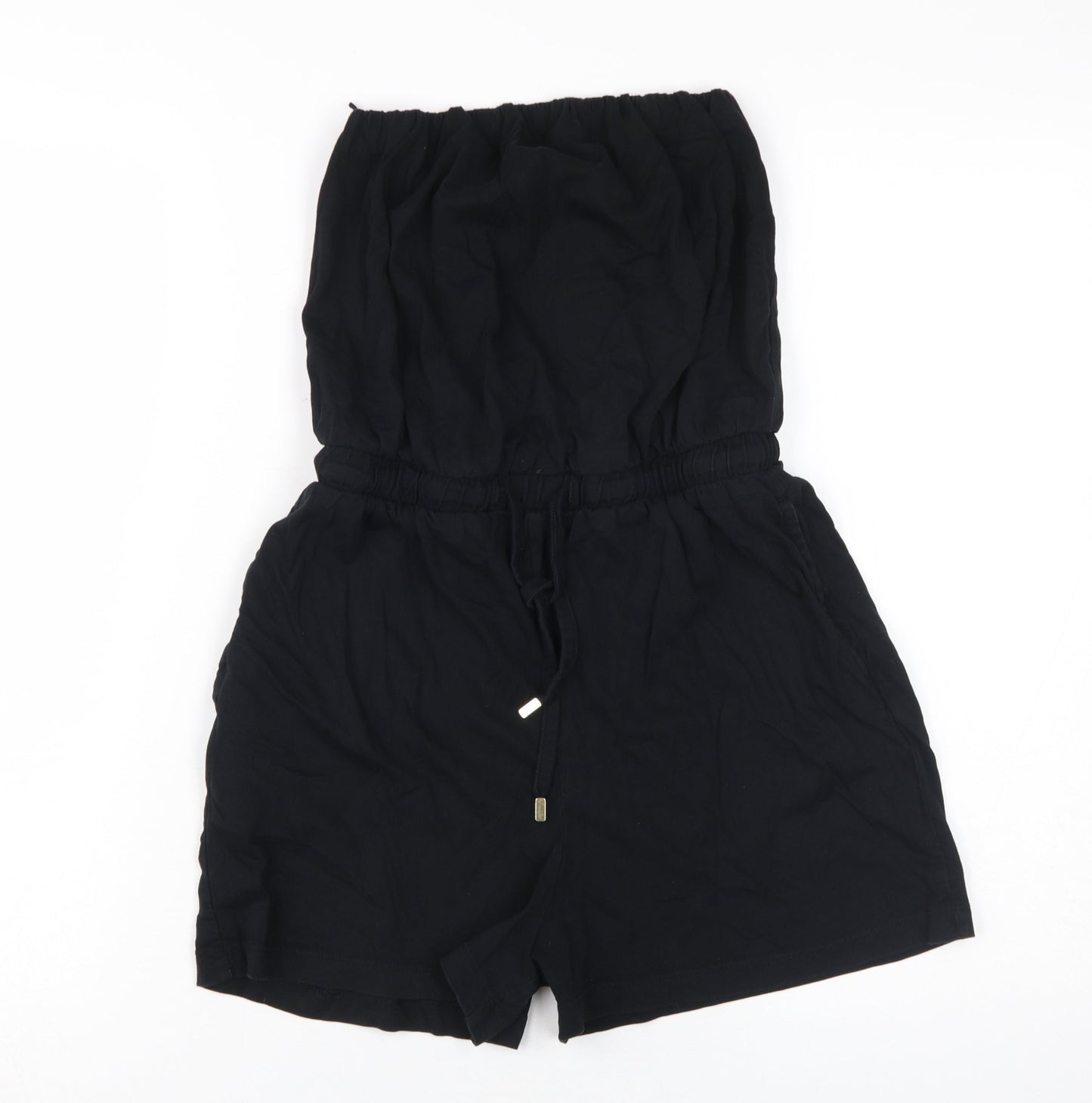 Next Womens Black Cotton Playsuit, Size 8