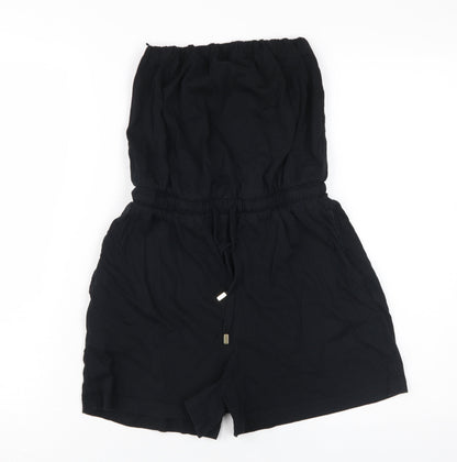 Next Womens Black Cotton Playsuit, Size 8