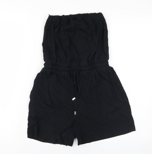 Next Womens Black Cotton Playsuit, Size 8
