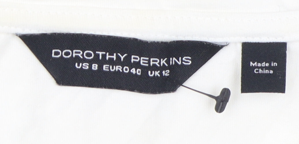 Womens UK Size 12 Dorothy Perkins White Basic T-Shirt