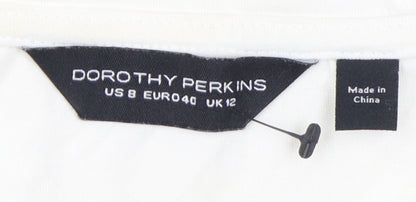 Womens UK Size 12 Dorothy Perkins White Basic T-Shirt