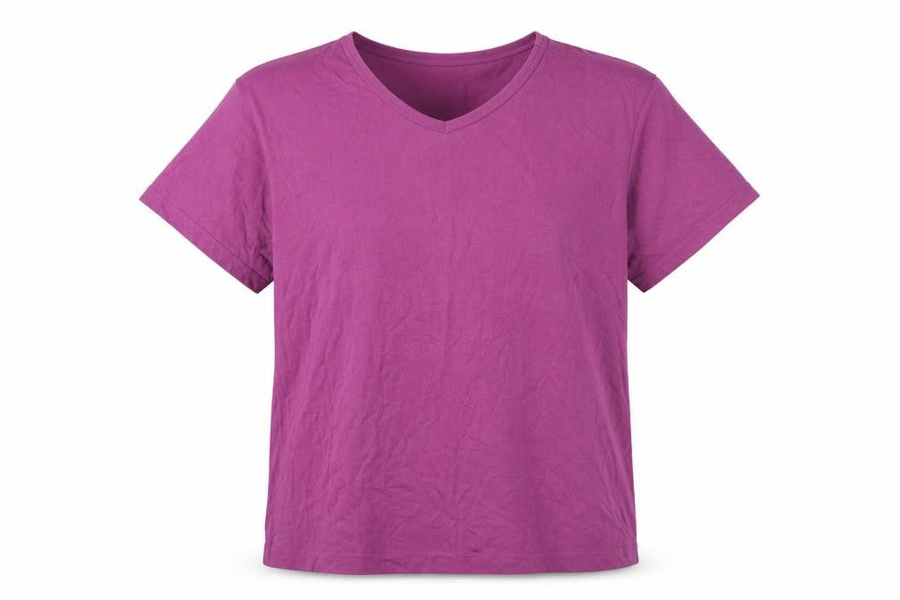 Front view of Weekday Purple XS V-Neck T-Shirt for unisex adults