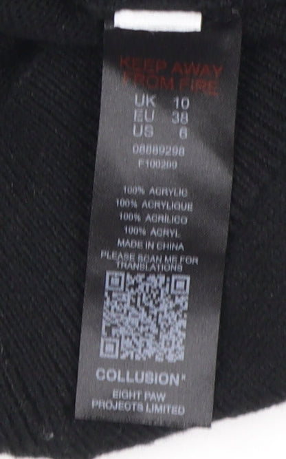 Womens UK Size 10 COLLUSION Black Pullover Jumper