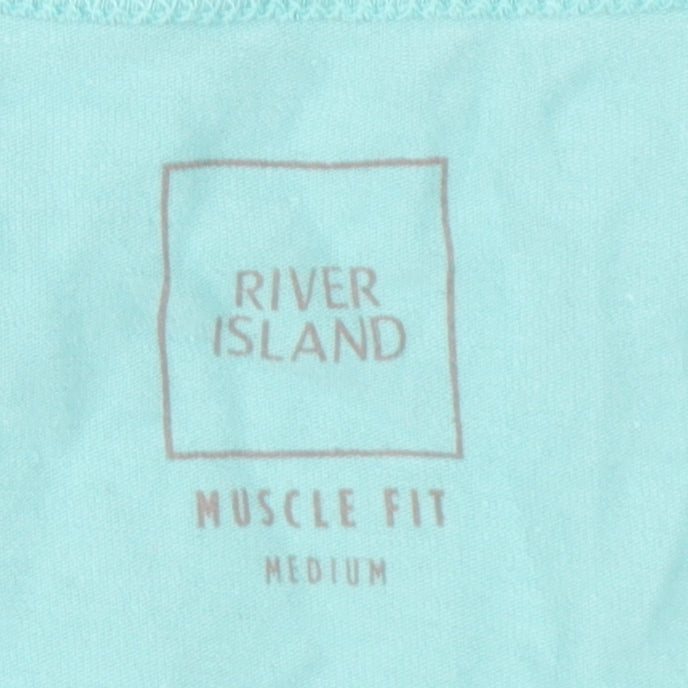 River Island Men's Blue Muscle Fit Sleeveless T-Shirt