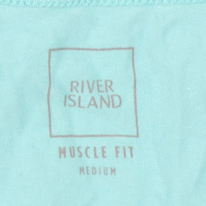 River Island Men's Blue Muscle Fit Sleeveless T-Shirt