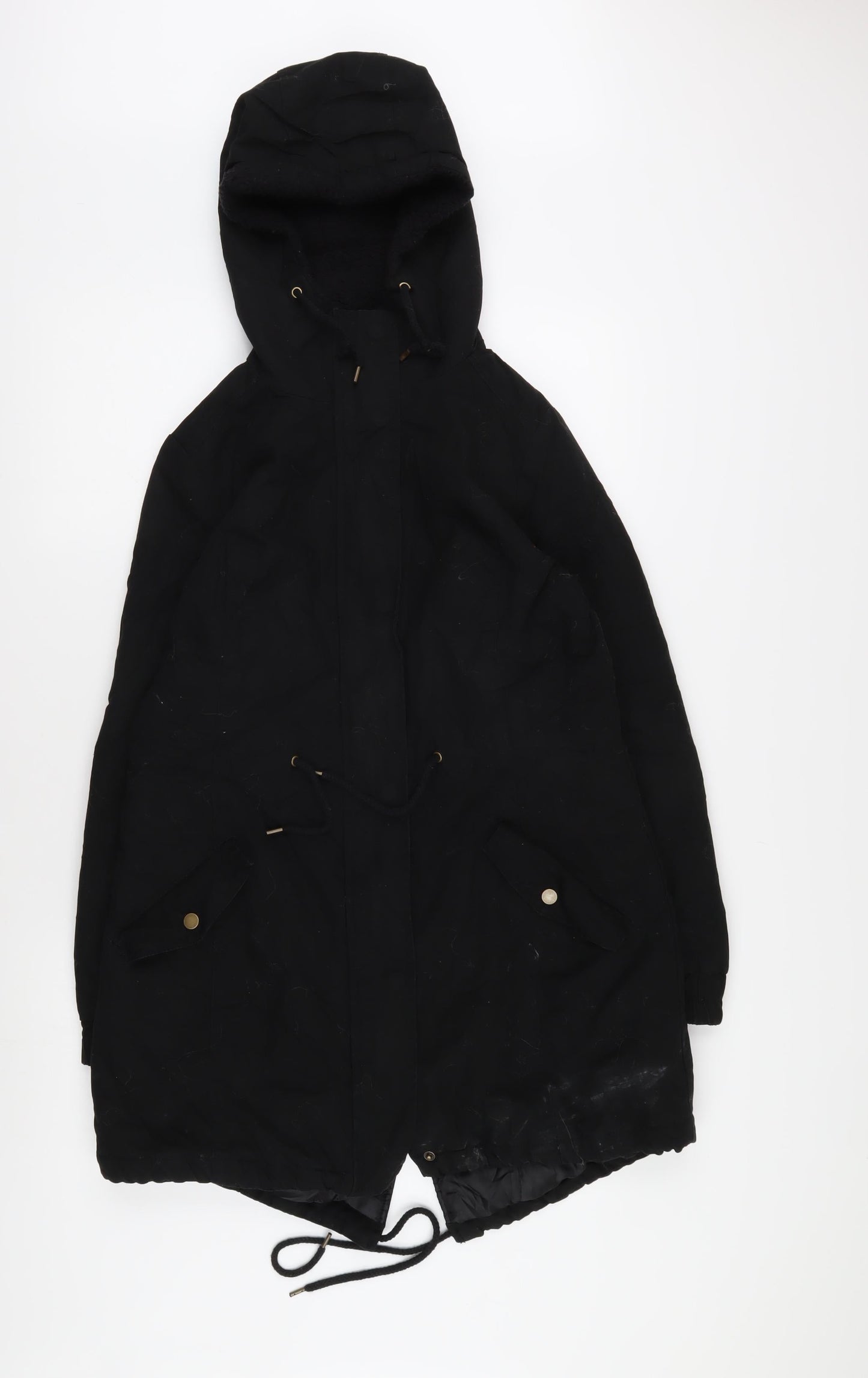 B.YOU Women's Black Hooded Parka Coat Size 10