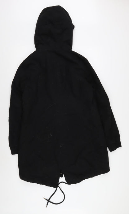 B.YOU Women's Black Hooded Parka Coat Size 10