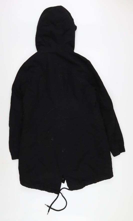 B.YOU Women's Black Hooded Parka Coat Size 10