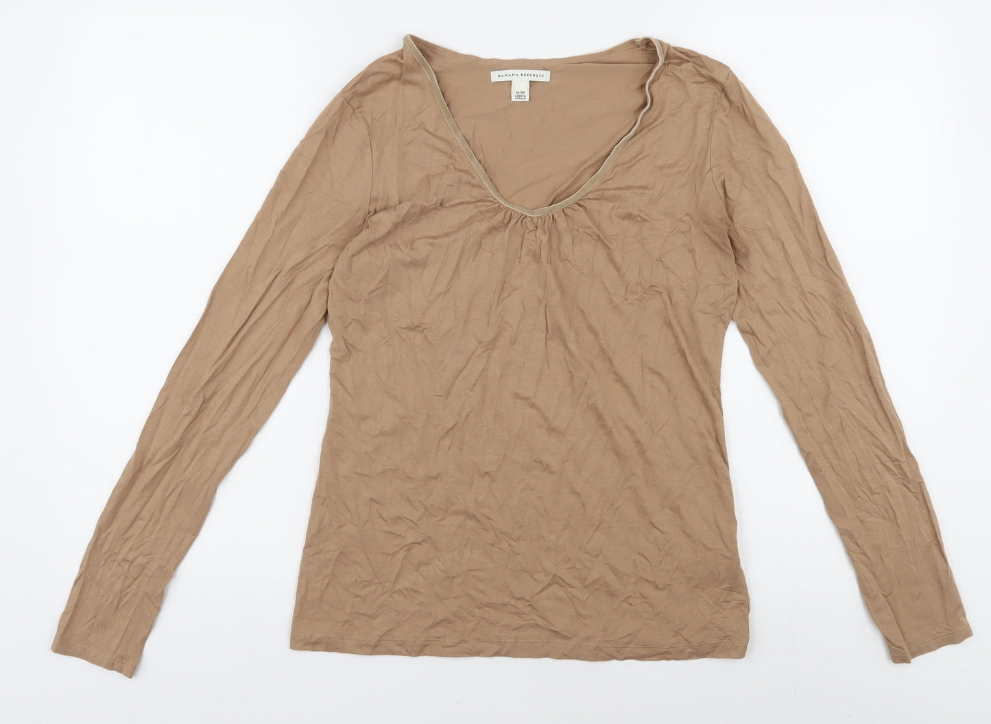 Banana Republic Women's Beige M V-Neck Long Sleeve Top