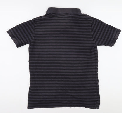 New Balance Boys Black Striped Polo Shirt, Size 158, Sports Style