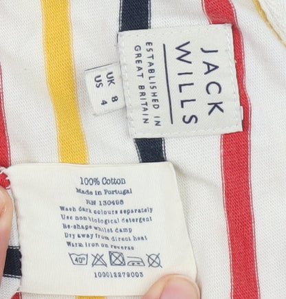 Jack Wills Women's Multicoloured Striped T-Shirt Size 8