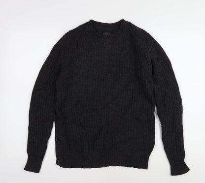 AllSaints Men's Black Cable-Knit Pullover XS