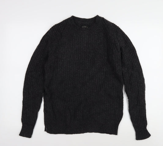 AllSaints Men's Black Cable-Knit Pullover XS