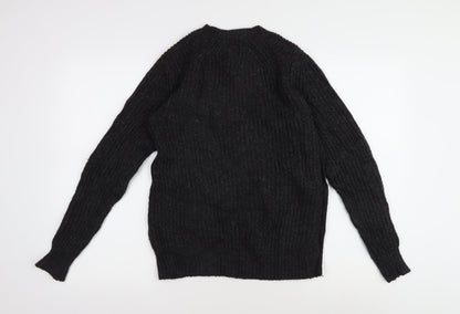 AllSaints Men's Black Cable-Knit Pullover XS