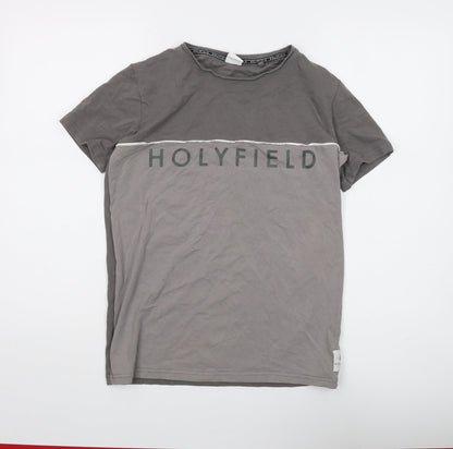 HOLYFIELD Boys Grey T-Shirt, 12-14 Years, Logo Accent
