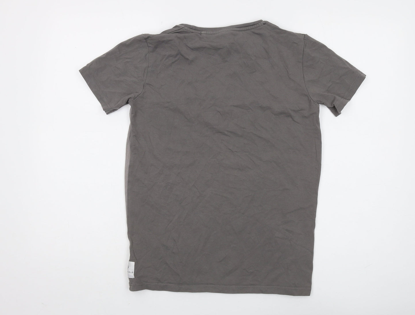 HOLYFIELD Boys Grey T-Shirt, 12-14 Years, Logo Accent