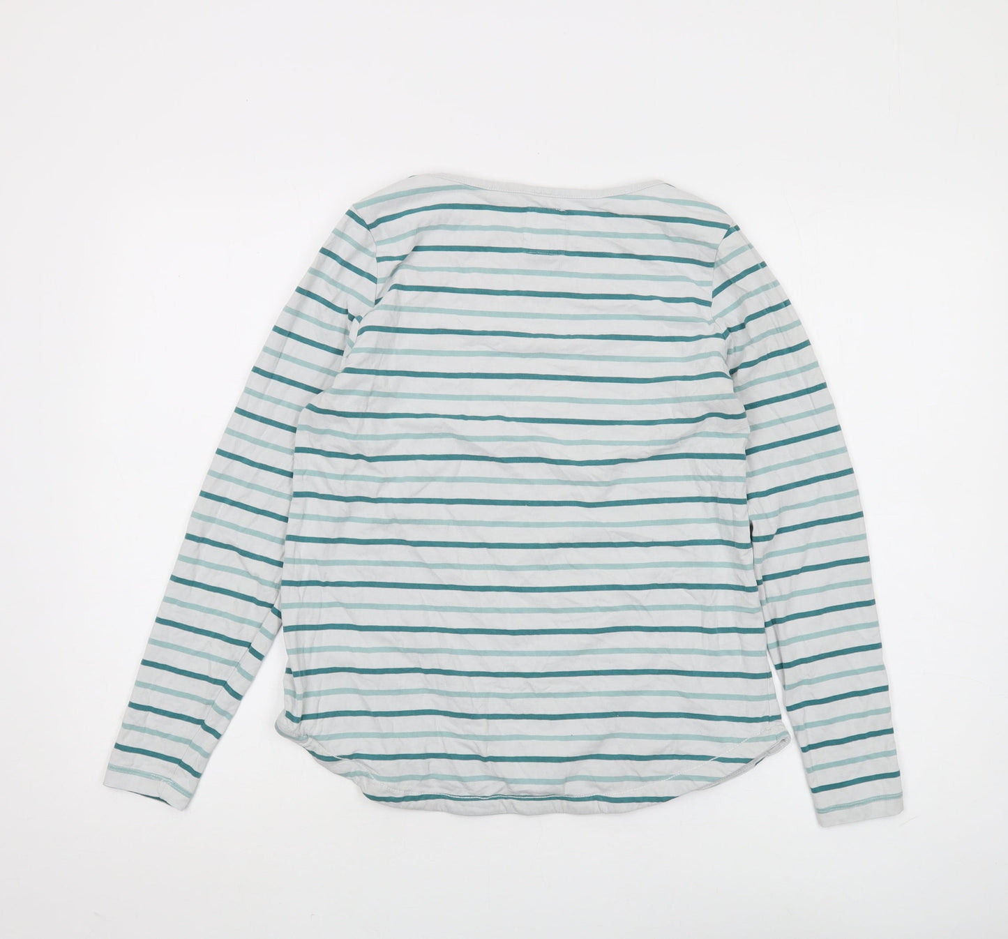 Fat Face Women's White Striped T-Shirt - Size 12
