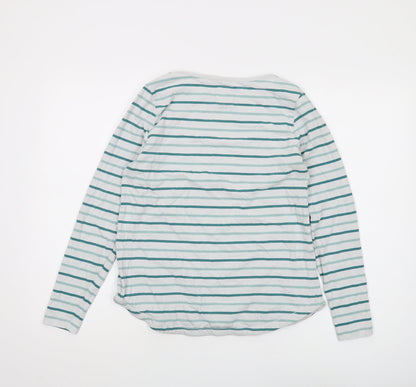 Fat Face Women's White Striped T-Shirt - Size 12