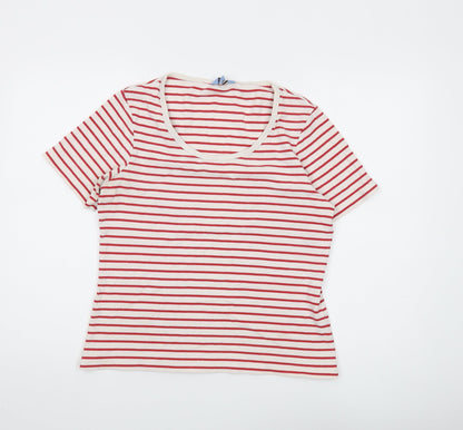 Hawkshead Women's Red Striped T-Shirt Size 14