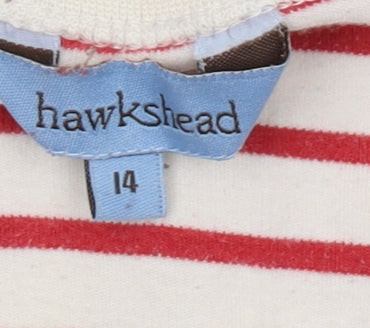 Hawkshead Women's Red Striped T-Shirt Size 14