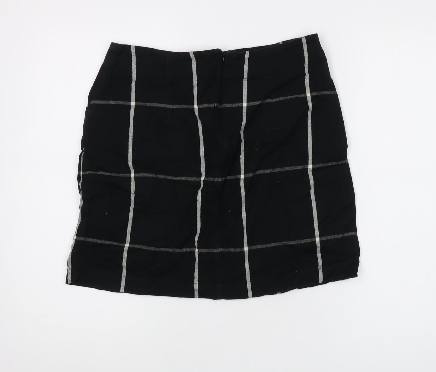 Fat Face Women's Black Check Skirt Size 10 Pencil Style
