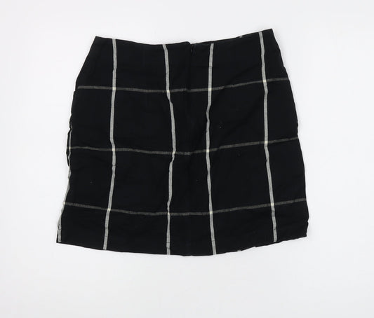 Fat Face Women's Black Check Skirt Size 10 Pencil Style