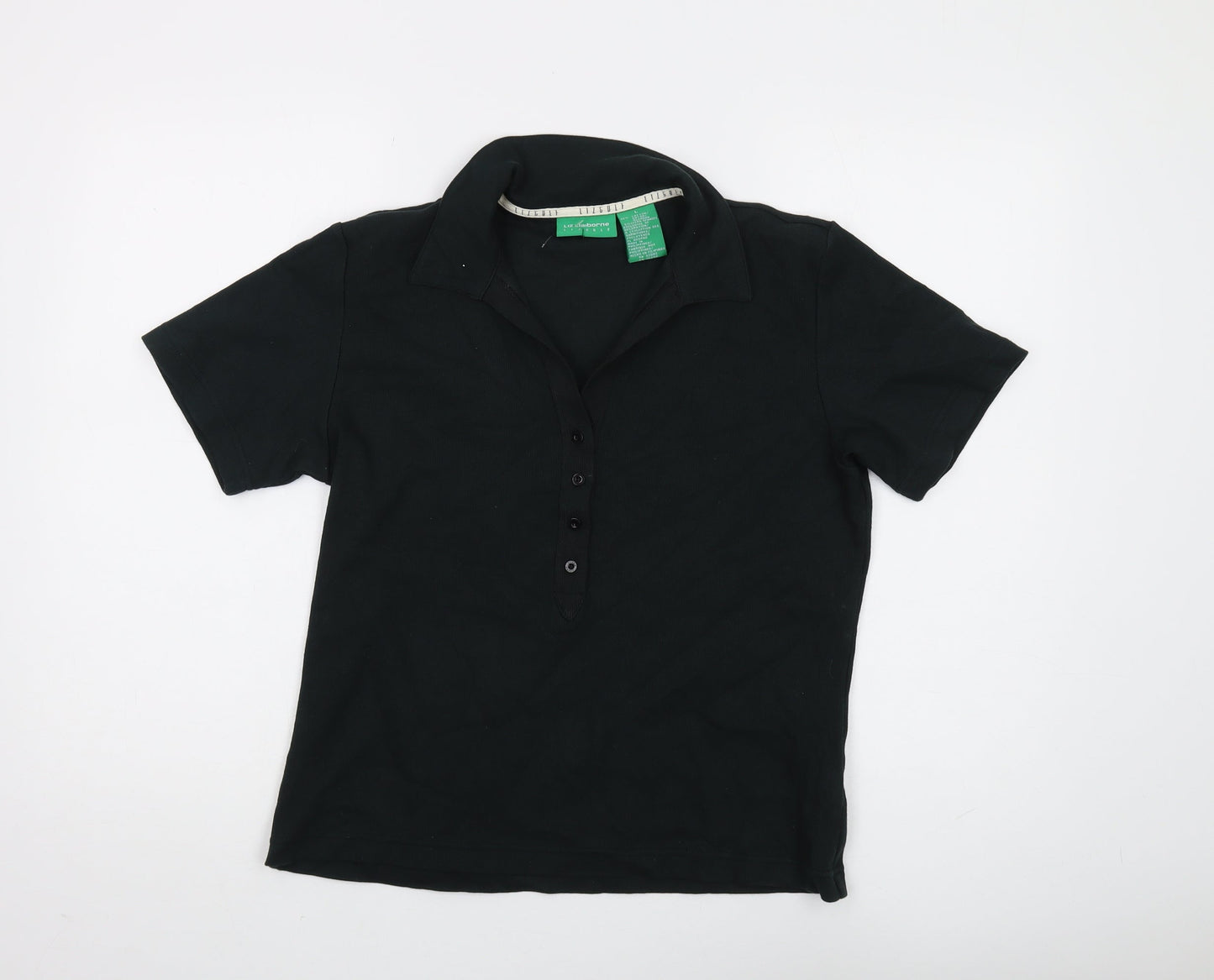 Womens UK Size L Liz Claiborne Black Basic Polo