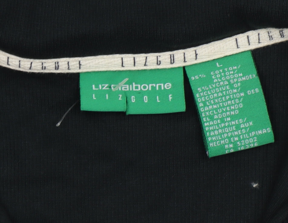 Womens UK Size L Liz Claiborne Black Basic Polo