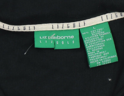 Womens UK Size L Liz Claiborne Black Basic Polo
