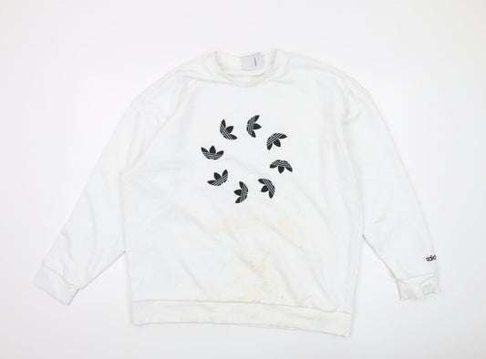 Adidas Unisex Adults White XL Pullover Sweatshirt