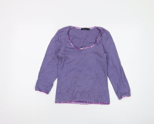 Boden Women's Purple Scooped Sequin T-Shirt