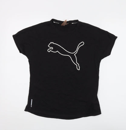 Puma Women's Black T-Shirt, Size S, Short Sleeve Casual