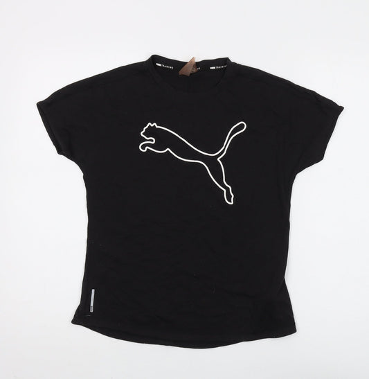Puma Women's Black T-Shirt, Size S, Short Sleeve Casual