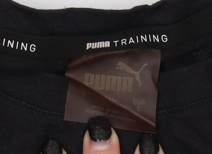 Puma Women's Black T-Shirt, Size S, Short Sleeve Casual