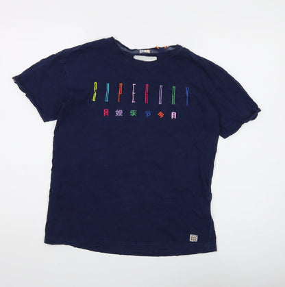 Womens UK Size 8 Superdry Blue Basic T-Shirt