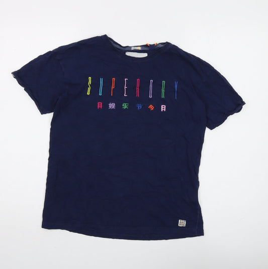 Womens UK Size 8 Superdry Blue Basic T-Shirt