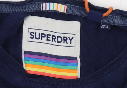 Womens UK Size 8 Superdry Blue Basic T-Shirt