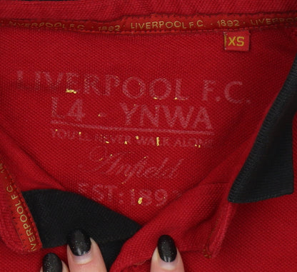 Liverpool F.C. Unisex Polo Red XS Graphic Sports Long Sleeve