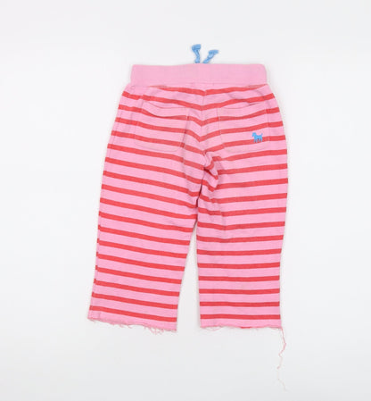 Mini Boden Girls Pink Striped Joggers - Size 6 Years
