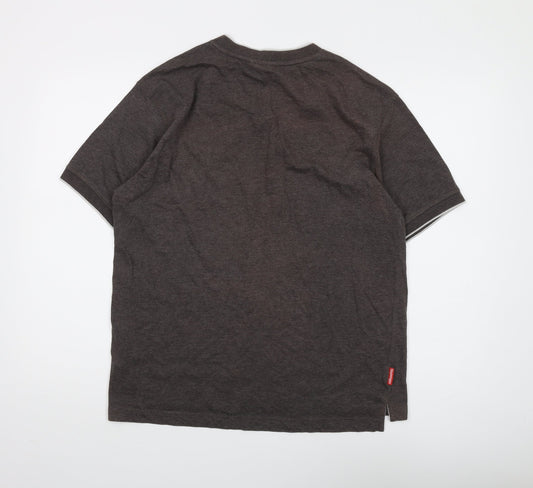 Slazenger Men's Brown V-Neck T-Shirt Medium