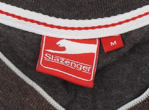 Slazenger Men's Brown V-Neck T-Shirt Medium