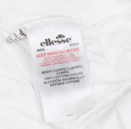 Ellesse Unisex White Ringer T-Shirt UK 6