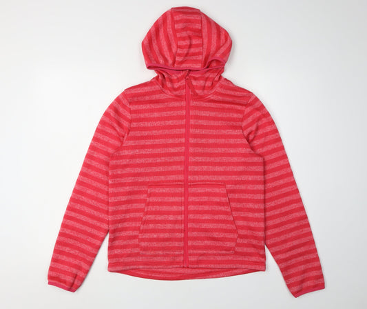 Additional front view of HIGEAR Women's Red Striped Hooded Basic Jacket, size 6